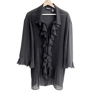 Maggie Barnes Womens Oversized Top Size 2X Stretch Accordion Pleat Romantic Goth